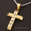 Amazon ebay Hot Sale Men's Jewelry With Diamond Cross Stainless Steel Jewelry Pendant Link Chain Necklace